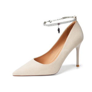 Zapatos de Tacón de Aguja con Punta en Pico y Correa de Cristal en el Tobillo, Zapatos Formales para Mujer, Tacón Súper Alto de 8 cm o Más, Color Sólido, Tendencia de Moda - Product Image 5
