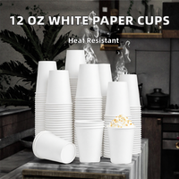 Gobelets à café en papier 12 oz, lot de 100, blancs, jetables, résistants à la chaleur, avec doublure anti-fuite, pour la maison, le bureau, les fêtes, les voyages