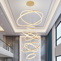 Nordique Minimaliste Multi Anneau Lustre Moderne Or Circulaire Escalier Grand Lustre Led Lustre Maison Villa Salon