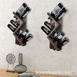 Estante de vino de madera para montar en la pared, 3 niveles, estilo minimalista, para almacenamiento y exhibición en la sala de estar - Product Image 1