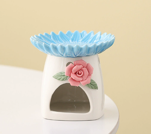 Diffusore di aromi per bruciatore di olio essenziale di natale cera di ceramica Melt candelabro per scaldabagno <span class=keywords><strong>piatto</strong></span> di fiori - Product Image 4