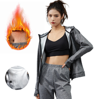 Setelan keringat Gym wanita, jaket Sauna celana olahraga penuh di badan gadis, setelan Sauna
