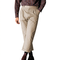 Pantalon Gurkha pour homme, double pli, coupe droite, en coton, décontracté, pour mariage ou soirée