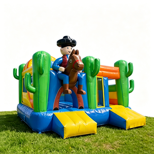 Structure gonflable commerciale en PVC, thème Western Cowboy Cactus, avec toboggan et aire de saut, pour enfants, idéale pour la <span class=keywords><strong>location</strong></span> de fêtes Western - Product Image 1