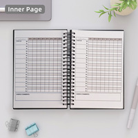 Carnet de suivi d'entraînement personnalisé en papier foncé, couverture rigide, spirale métallique double, impression couleur, pour le suivi de la musculation et de la remise en forme en salle de sport