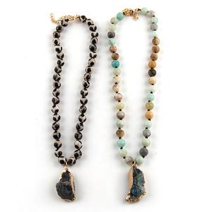 أزياء المرأة مجوهرات قصيرة الأمازون الأبيض الأحجار الكريمة الهوليت الخرز معقود قلادة Druzy المختنق غير النظامية - Product Image 2