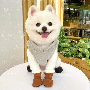 Bottes d'hiver écologiques et chaudes pour <span class=keywords><strong>chien</strong></span>, antidérapantes, imperméables, avec doublure en fourrure pour chiens de petite et moyenne taille, pour la marche en extérieur, Noël - Product Image 2