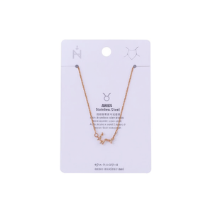 Collar con Signo Zodiacal Aries, Acero Inoxidable, Chapado en Oro, Cadena con Colgante, Joyería para Mujer - Product Image 3