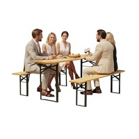 Ensemble de table à manger pliante en bois de style ferme moderne |   Cadre en fer léger et durable, plus de 10 tailles personnalisées pour une utilisation en extérieur et en restauration