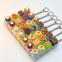 Porte-clés Fidget Clicker Thème Boulangerie, Clavier Personnalisé, Jouet Keycap, Lumière RGB, Cadeau Anti-stress pour Bureau, Étudiant, DIY