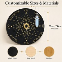 Plaque en bois gravée au laser Lune et Étoile, en tilleul durable, forme ronde, ensemble de divination pour la décoration intérieure et les cadeaux