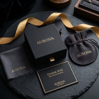 Kit d'emballage de bijoux personnalisé tout-en-un, boîte rigide de qualité supérieure, pochette en daim, ruban, carte de remerciement, chiffon de polissage