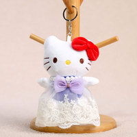 Porte-clés en peluche 3D en coton doux, motif chat anime mignon à oreilles de lapin bleu, peau noire, forme longue, pendentif de poupée en peluche