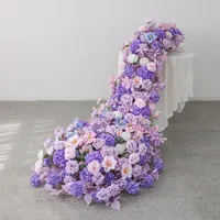 Chemin de table en fleurs artificielles 5D en soie, fait main, de luxe, pour mariage, décoration de canapé, toile de fond de fête