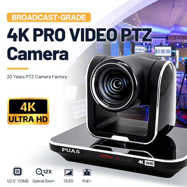 OEM ODM Factory 4K 30FPS PTZ Camera 12x Optical Zoom 2D/3D Noise Reduction Technology PoE Support Integrated OLED