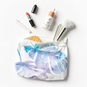 Bolsa de maquillaje Tyvek impermeable reutilizable Holyluck, bolsas de baño para Bikini, pequeña bolsa de cosméticos de papel Dupont Tyvek personalizada para la playa