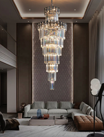 Lustre moderne en cristal pour plafond d'escalier, éclairage gris fumé, lampes suspendues à LED pour escaliers, salle à manger, salon, hôtel, villa