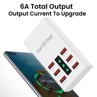 Chargeur USB multi-ports 30W, charge rapide, chargeur rapide pour téléphone portable, chargeur USB rapide 6 ports pour iPhone 14 et tous les mobiles