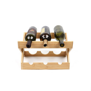 Estante para vinos de bambú con rejilla, estante plegable en forma de X para exhibir botellas de vino, estante plano para almacenamiento de vinos - Product Image 3