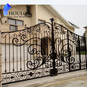 Puerta artística de aluminio de alta calidad, personalización de puertas cortadas con láser, puerta de hierro forjado para Villa - Product Image 4