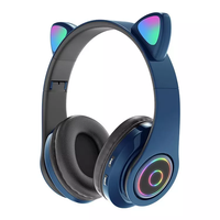 Headphone Nirkabel Baru Lampu RGB Telinga Kucing Hadiah untuk Anak Perempuan Headset Hifi Stereo Bass Headset Anak-anak