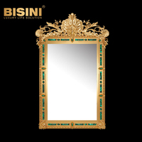 Gold Plated Brass Finished European Design Solid Copper Mirror Hand Polished Decorative Wall Art for Villa Bedroom