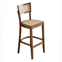 Tabourets de bar vintage modernes en bois massif et rotin, fauteuils artisanaux sans accoudoirs avec repose-pieds, pour îlot de cuisine, comptoir, bar, café, hôtel