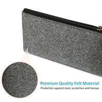 Étui à crayons en feutre avec fermeture éclair et tirette en cuir, pochette portable pour fournitures scolaires, sac de rangement pour stylos et petits gadgets de bureau
