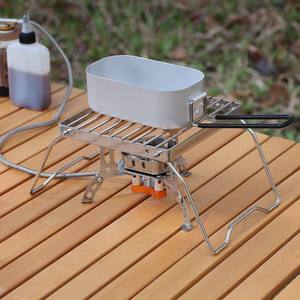 Soporte para estufa de exterior, parrilla portátil plegable de acero inoxidable, mini parrilla para acampar, color plateado - Product Image 5