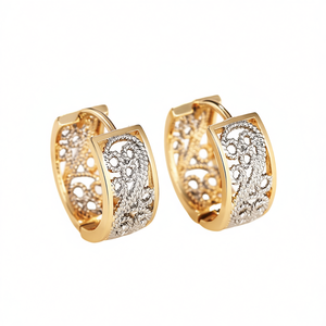 Elegant Two-tone <b>Hoop</b> <b>Earrings</b> 18K Gold Filled Vintage Crystal Rhinestone Women's Everyday Wear <b>Fine</b> Jewelry - Product Image 1