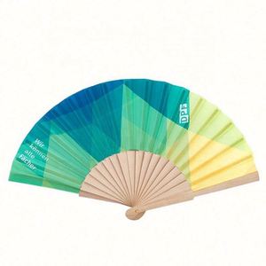 Éventail pliant portable en bambou de style chinois avec logo personnalisé, idéal pour mariages et événements, en bois, papier et tissu - Product Image 2