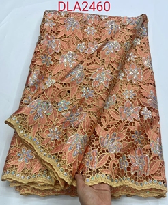 Haute qualité coloré Guipure cordon dentelle broderie paillettes tissus belle fête de mariage conception Soluble dans l'eau dentelle tissus - Product Image 5