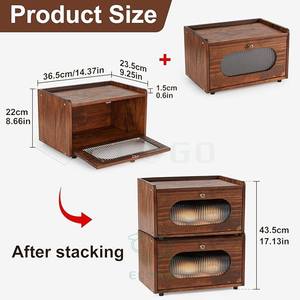 Caja de Pan Rectangular de Bambú, Moderna y Rústica, Resistente al Agua, Ecológica, de Gran Capacidad, Apilable, para Mantener la Frescura de los Alimentos - Product Image 5