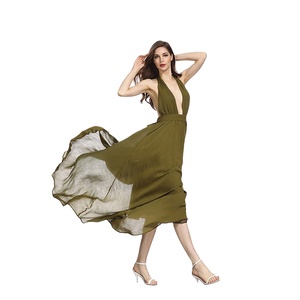 Verano vestido nuevo Con una vertiginosa cuello corbata vestido de las mujeres - Product Image 1