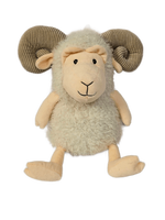 Peluche Mouton Bouclé en Tissu Adorable avec Grandes Cornes, Douce et Rembourrée, Cadeau Apaisant pour Enfants, Anti-Stress Brodé