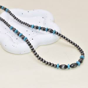 पश्चिमी शैली के गहनों की लंबी श्रृंखला पत्थर टर्नक्विज़ नावाजो मोती के हार उपहार काउगर्ल कैलिफोर्निया - Product Image 1