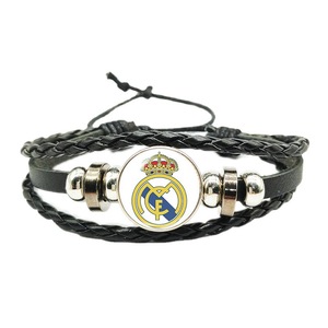 Popular Woven Leather Rope Stainless Steel Custom Flag Club Logo <b>Grease</b> Drop <b>Rubber</b> Unisex Cool Trend Bangle Anniversary Songfu - Product Image 5