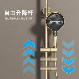 <b>Brushed</b> Gold All Copper Shower Head Rain Spray Massage Multi Mode Bathroom Set - Product Image 2