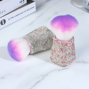 Makeup <b>Brush</b> Clean up Tools Nail Art <b>Brush</b> with Shiny Rhinestones Pink Nail Dust <b>Brush</b> for Manicure Beauty - Product Image 5
