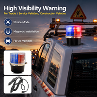 Universell Passende Mini-LED-PC IP67-Zertifizierte Warnleuchte Stroboskop-Beacon Gelb-Rot Notfall-Blinklicht mit Magnetfuß für Auto SUV Van