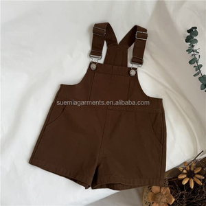 Shorts cargo à bretelles pour bébés et jeunes enfants, 100% coton, avec poches, style mode été, personnalisables en usine, faible MOQ - Product Image 3