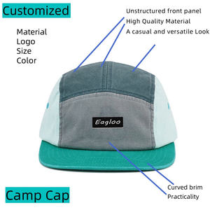 Logo personnalisé étiquette 5 panneaux <span class=keywords><strong>de</strong></span> haute qualité Camp chapeau casquette coton non structuré Snapback papa chapeaux cinq panneaux chapeau - Product Image 6