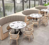 Ensembles de meubles de restaurant modernes en cuir PU et bois, tables et chaises pour café, bar à restauration rapide, cantine, banquette