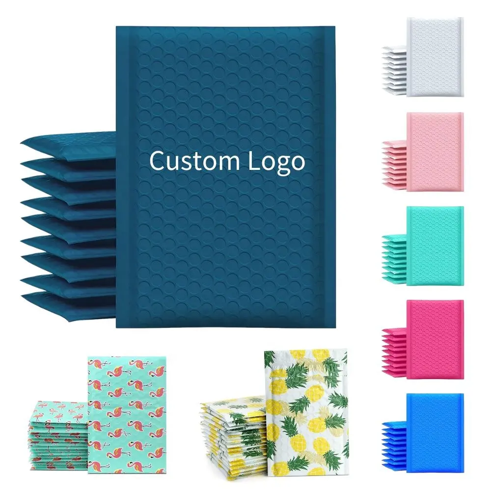 Shipping Padded Envelops Recycled Printed Wrapped Polymailer Eco-Friendly Mailer Bag Custom Logo Blue Bubble Mailers 6x10