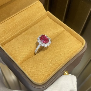 Mới đến Hight chất lượng 9K/14k/18K vàng Nhẫn đính hôn 18K phòng thí nghiệm phát triển <span class=keywords><strong>Ruby</strong></span> Vòng 1.7ct cổ điển Halo Vòng cho quà tặng - Product Image 4