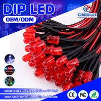 Diode LED pré-câblée de 20 cm, 3 mm, 5 mm, 8 mm, 10 mm, 12 V, 24 V, 220 V, rouge, bleu, vert, transparente, pour éclairage de signalisation d'équipement