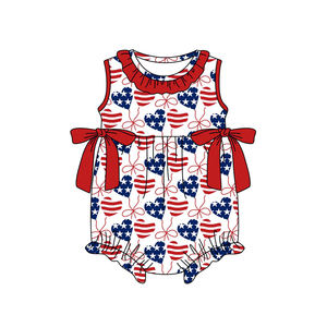 Précommande MOQ 5 – Nouveaux Vêtements de Boutique pour Enfants : Tenues de Fête du 4 Juillet pour Filles, Motifs Cœurs, Nœuds et Étoiles, Vente en Gros pour Sœurs et Tout-Petits - Product Image 3
