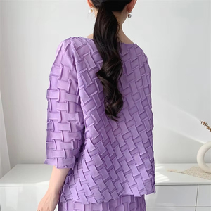 Completi Morbidi ed Elastici da <span class=keywords><strong>Donna</strong></span> Design Unico Alta Qualità Abiti Plissettati Eleganza Stile Miyake Abiti Turchi Completi Taglie Forti da <span class=keywords><strong>Donna</strong></span> - Product Image 2