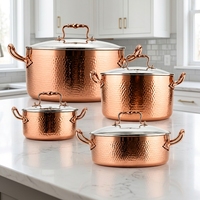 Ensemble de casseroles et poêles en acier inoxydable 5 plis, style américain, durable, compatible induction, 4 pièces avec couvercles, vente en gros