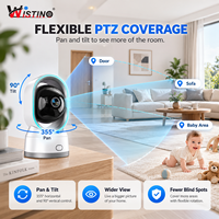 Wistino WiFi Security Camera Indoor 355 Pan-Tilt Two-Way Video Call Crying Detection Night Vision Motion Detection Baby Monitor